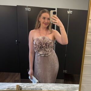 L’idée Pleated Shimmer Gown Dusty Shimmer, 10 Au (6 US)